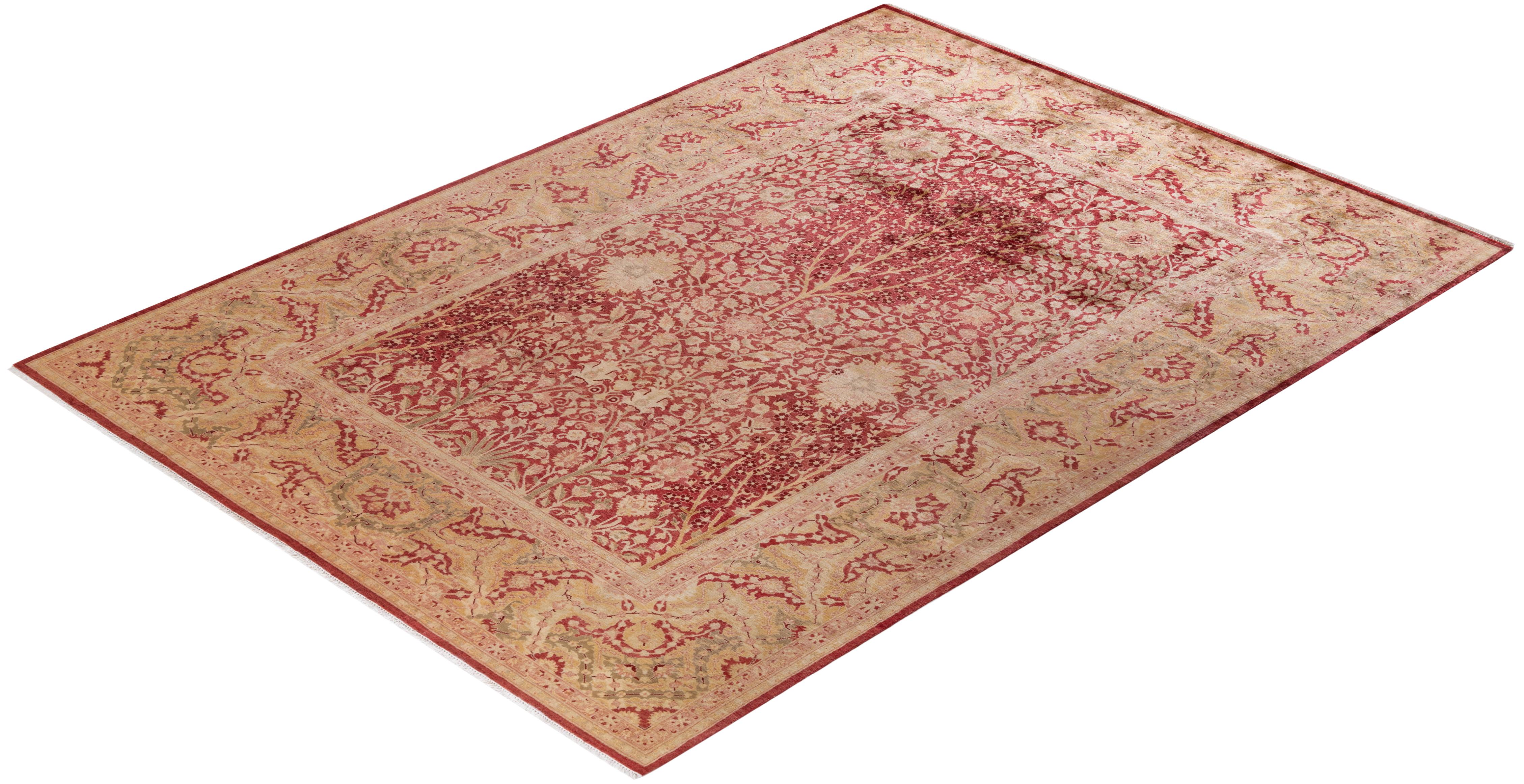 One-of-a-kind Hand Knotted Oriental Mogul Orange Area Rug 2