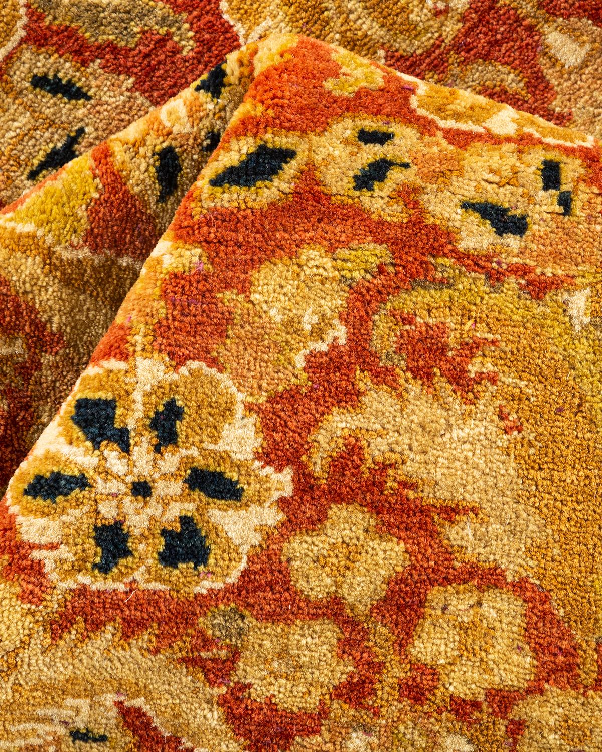 Alfombra Oriental Mogul Naranja Anudada a Mano, Única en su Género en venta 1