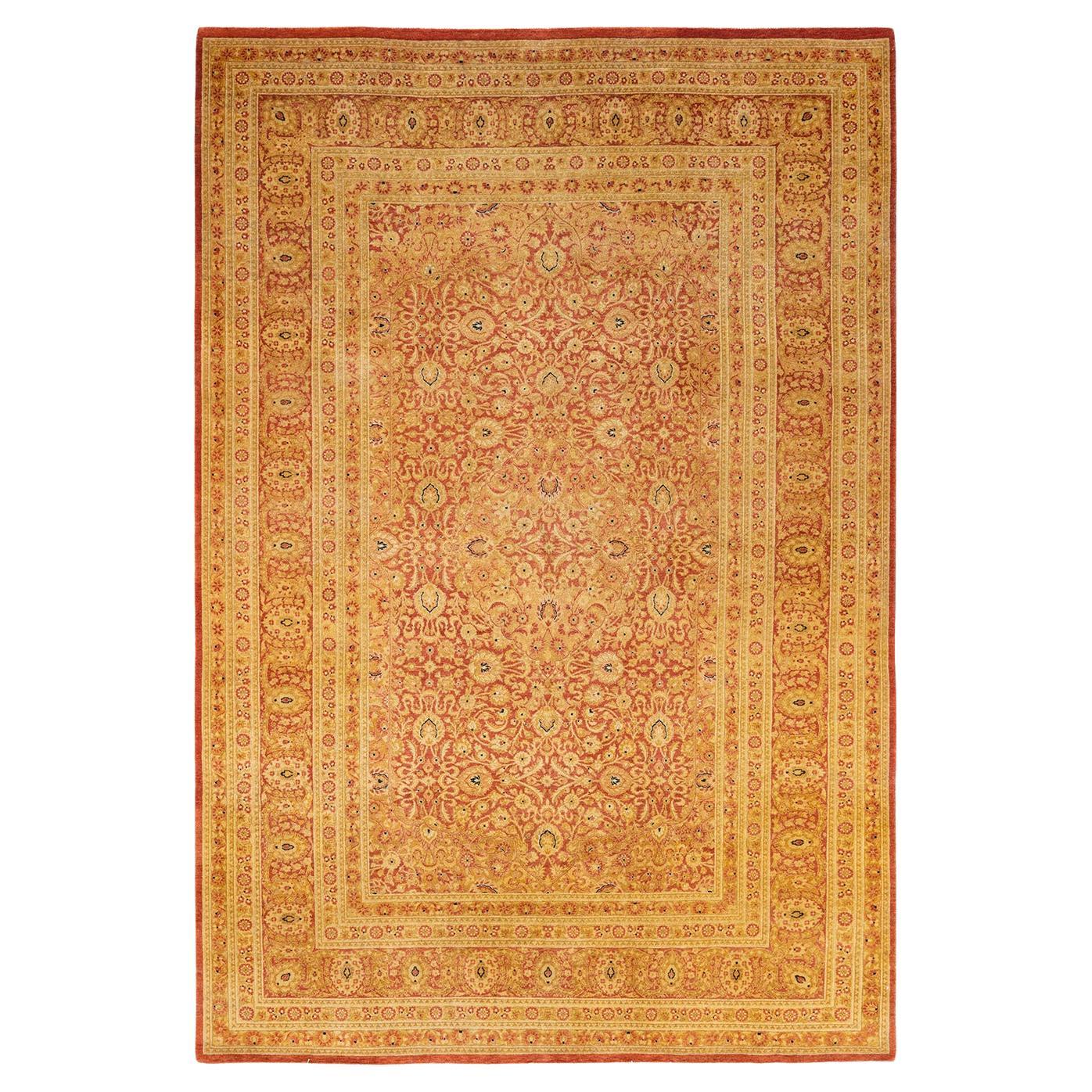 Tapis Oriental Mogul orange noué à la main - Exemplaire unique