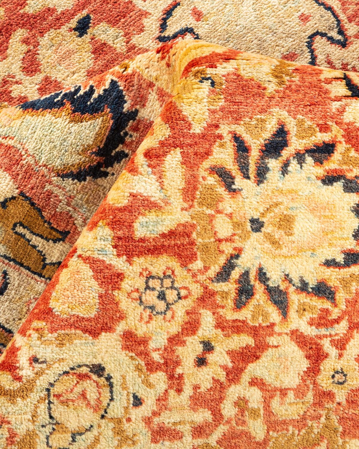 One-Of-A-Kind Hand Knotted Oriental Mogul Orange Area Rug For Sale 1