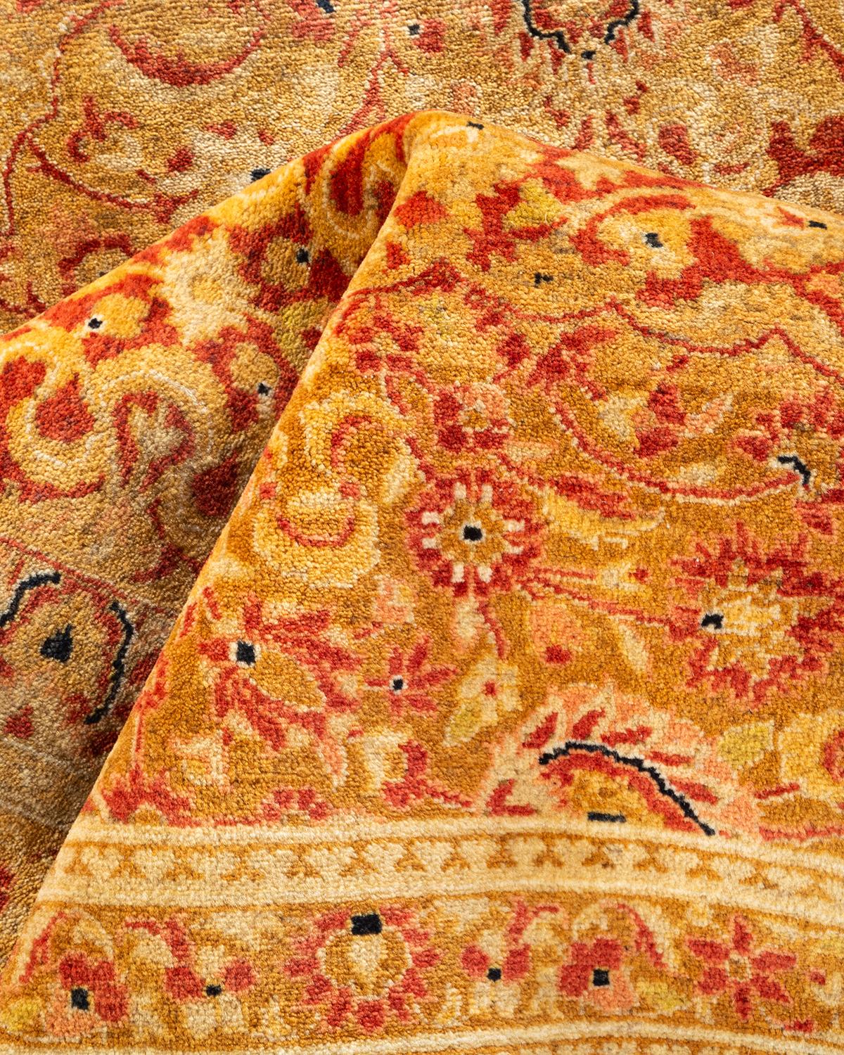 One-Of-A-Kind Hand Knotted Oriental Mogul Orange Area Rug For Sale 1
