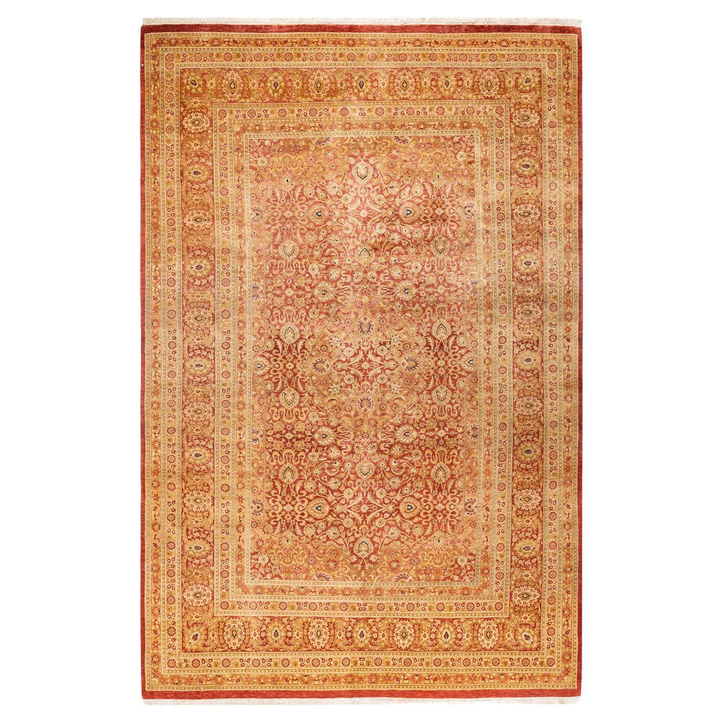 One-Of-A-Kind Hand Knotted Oriental Mogul Orange Area Rug For Sale