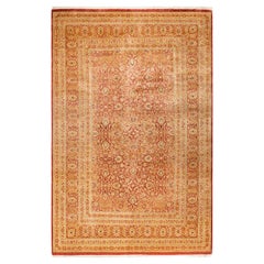 One-Of-A-Kind Hand Knotted Oriental Mogul Orange Area Rug