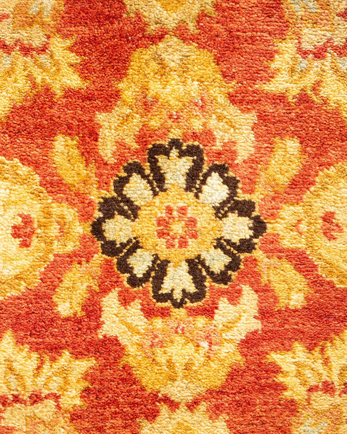 Handgeknüpfter orientalischer Mogul-Teppich in Orange, Unikat (Pakistanisch) im Angebot