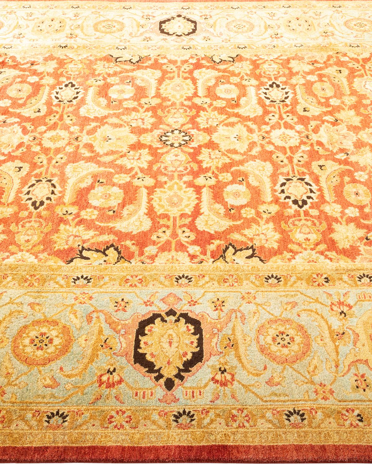 Handgeknüpfter orientalischer Mogul-Teppich in Orange, Unikat im Zustand „Neu“ im Angebot in Norwalk, CT