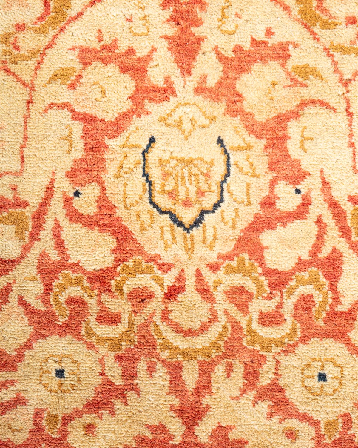 One-Of-A-Kind Hand Knotted Oriental Mogul Orange Area Rug In New Condition For Sale In Norwalk, CT