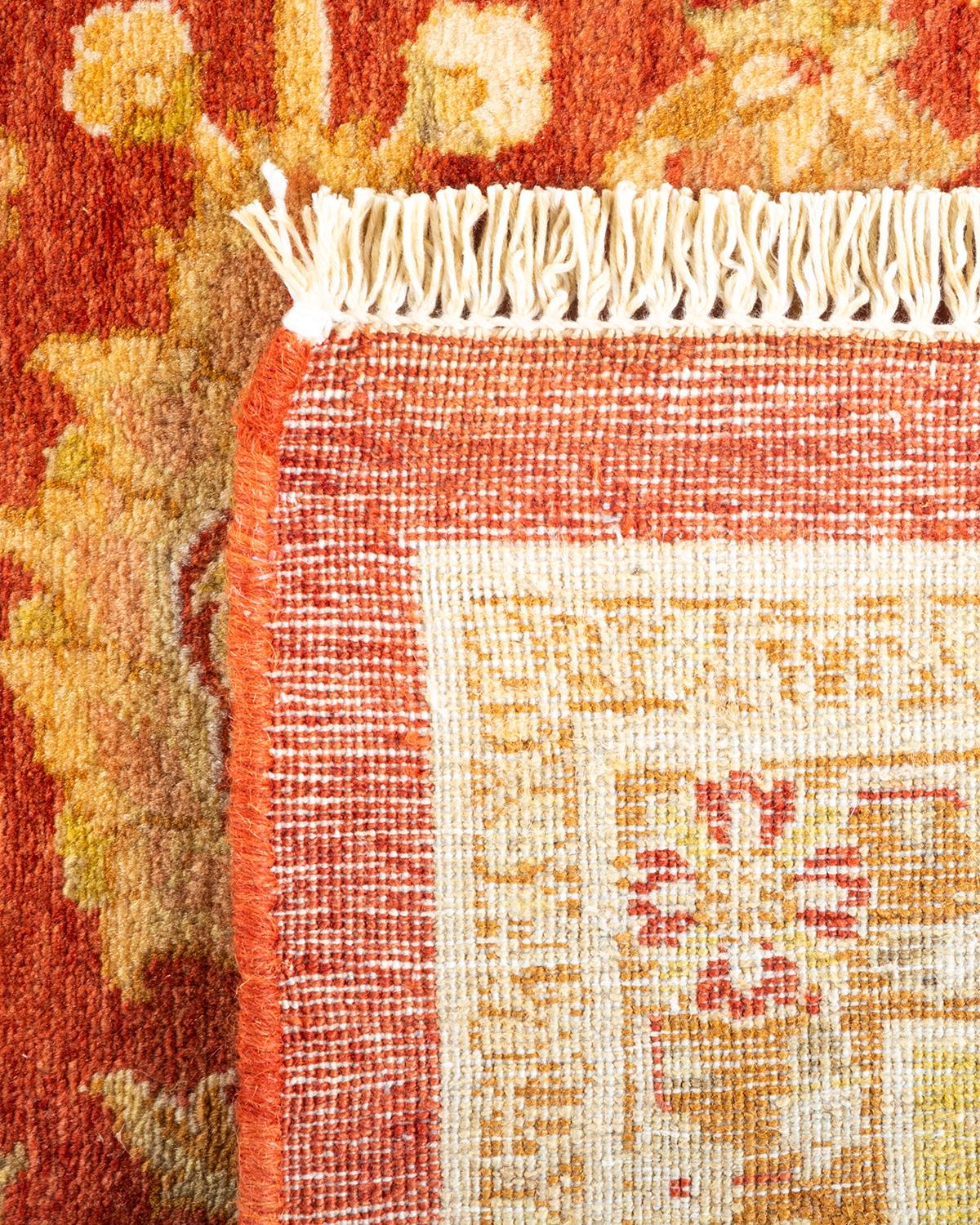Contemporary One-of-a-Kind Hand Knotted Oriental Mogul Orange Area Rug For Sale