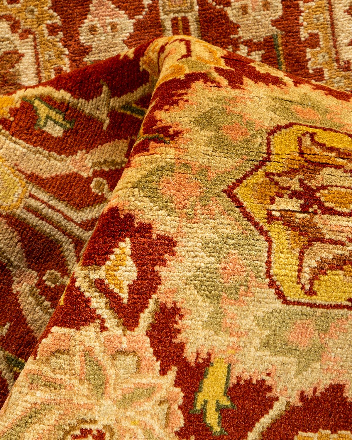 One-Of-A-Kind Hand Knotted Oriental Mogul Orange Area Rug For Sale 1