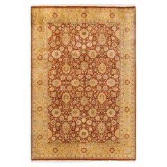 Tapis Oriental Mogul orange noué à la main - Exemplaire unique