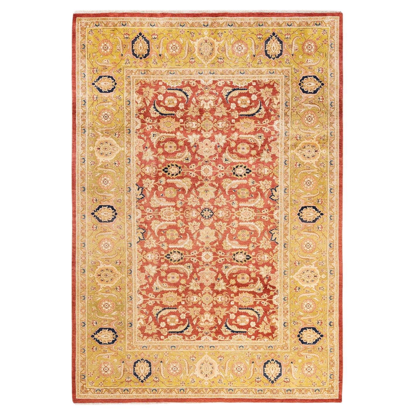 One-of-a-Kind Hand Knotted Oriental Mogul Orange Area Rug