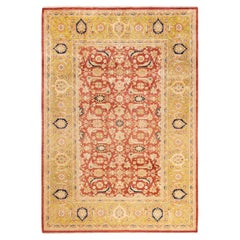 One-of-a-Kind Hand Knotted Oriental Mogul Orange Area Rug