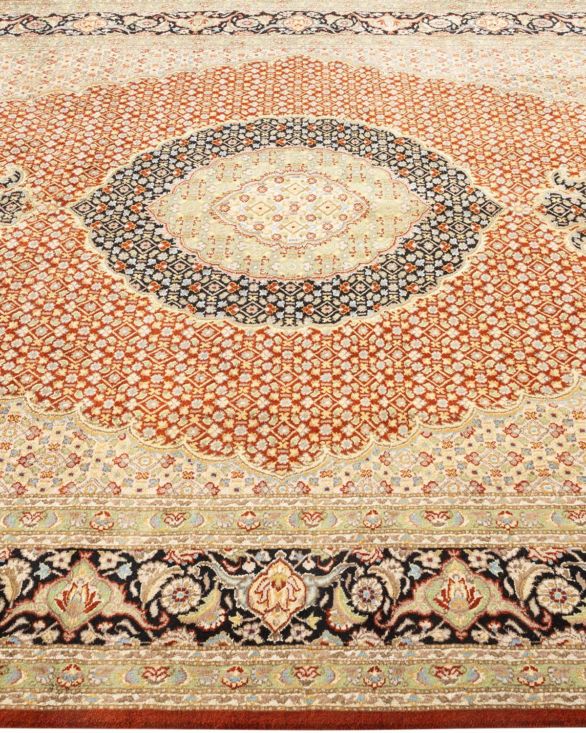 Tappeto d'area arancione Oriental Mogul, unico nel suo genere, annodato a mano In condizioni Nuovo in vendita a Norwalk, CT