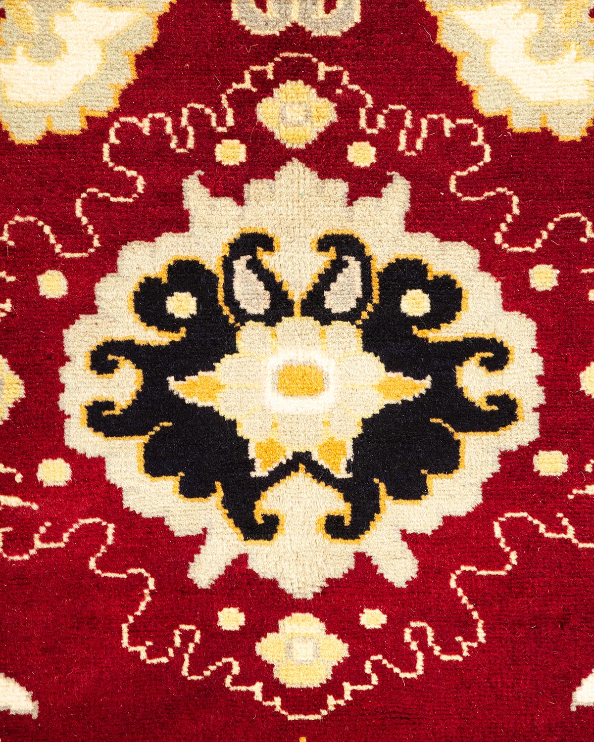 Pakistani One-Of-A-Kind Hand Knotted Oriental Mogul Orange Area Rug For Sale