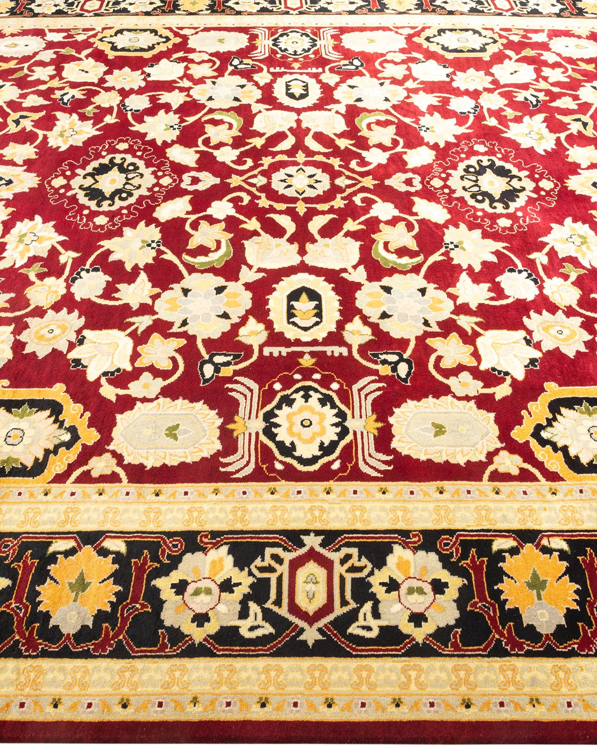 One-Of-A-Kind Hand Knotted Oriental Mogul Orange Area Rug In New Condition For Sale In Norwalk, CT