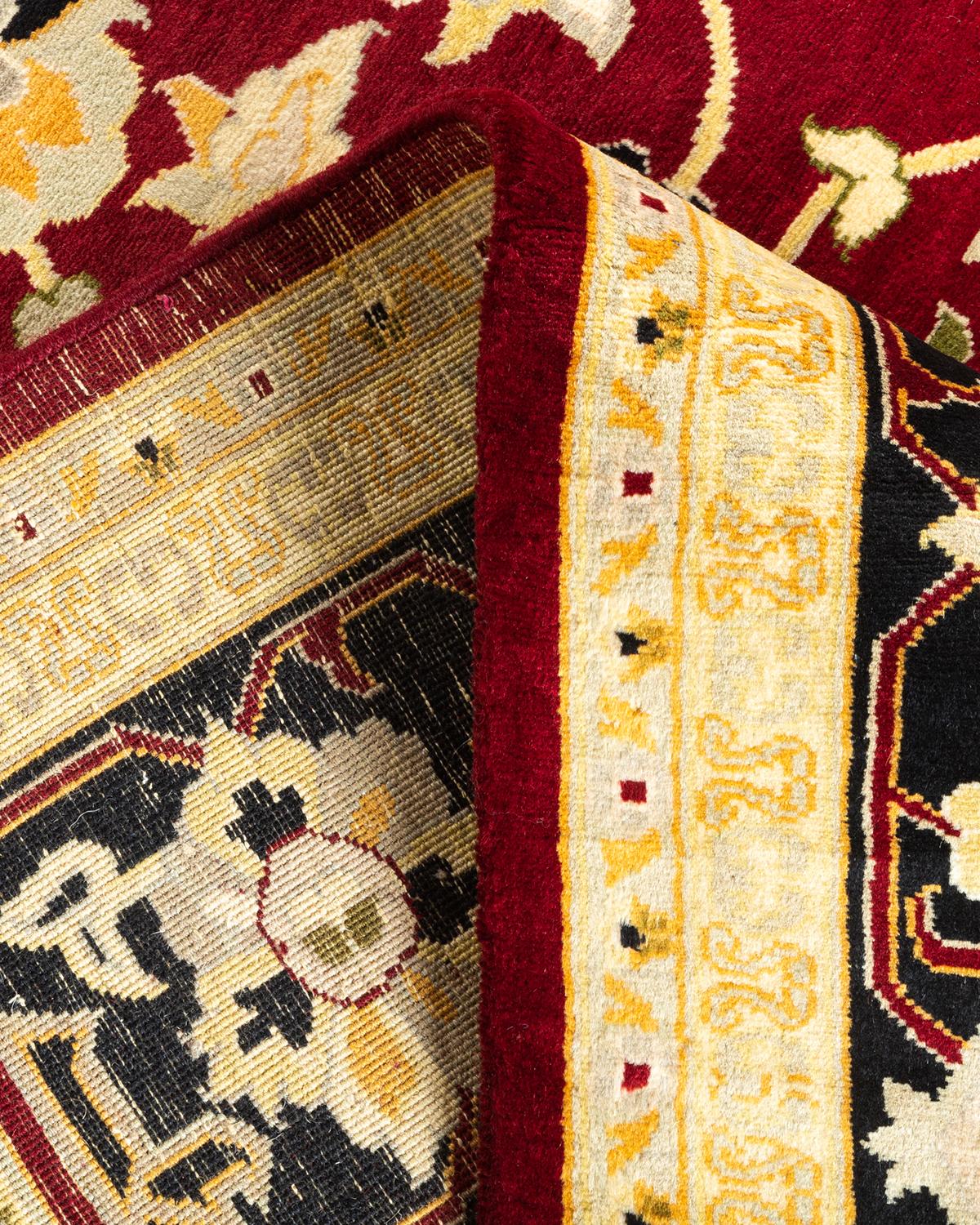 Wool One-Of-A-Kind Hand Knotted Oriental Mogul Orange Area Rug For Sale