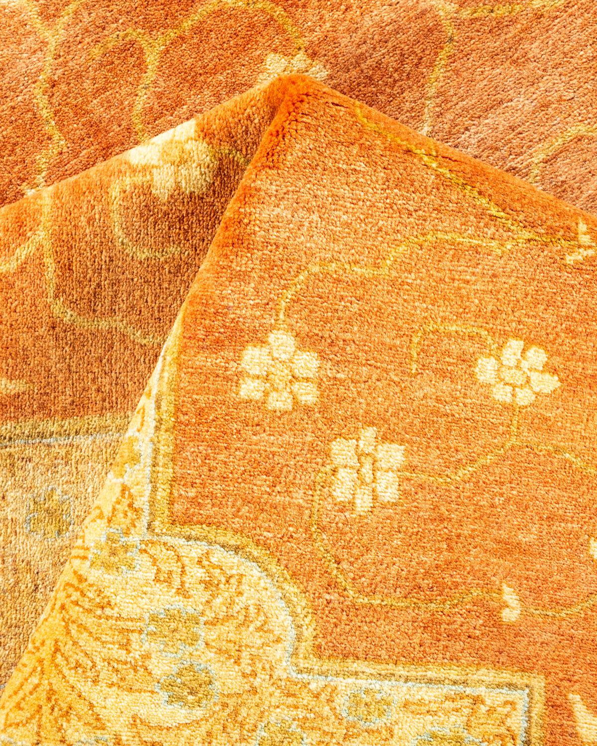 One-Of-A-Kind Hand Knotted Oriental Mogul Orange Area Rug For Sale 1