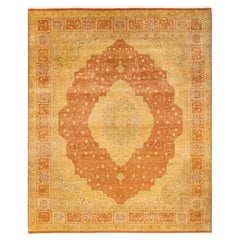 Einzigartiger handgeknüpfter orientalischer Mogul-Teppich in Orange