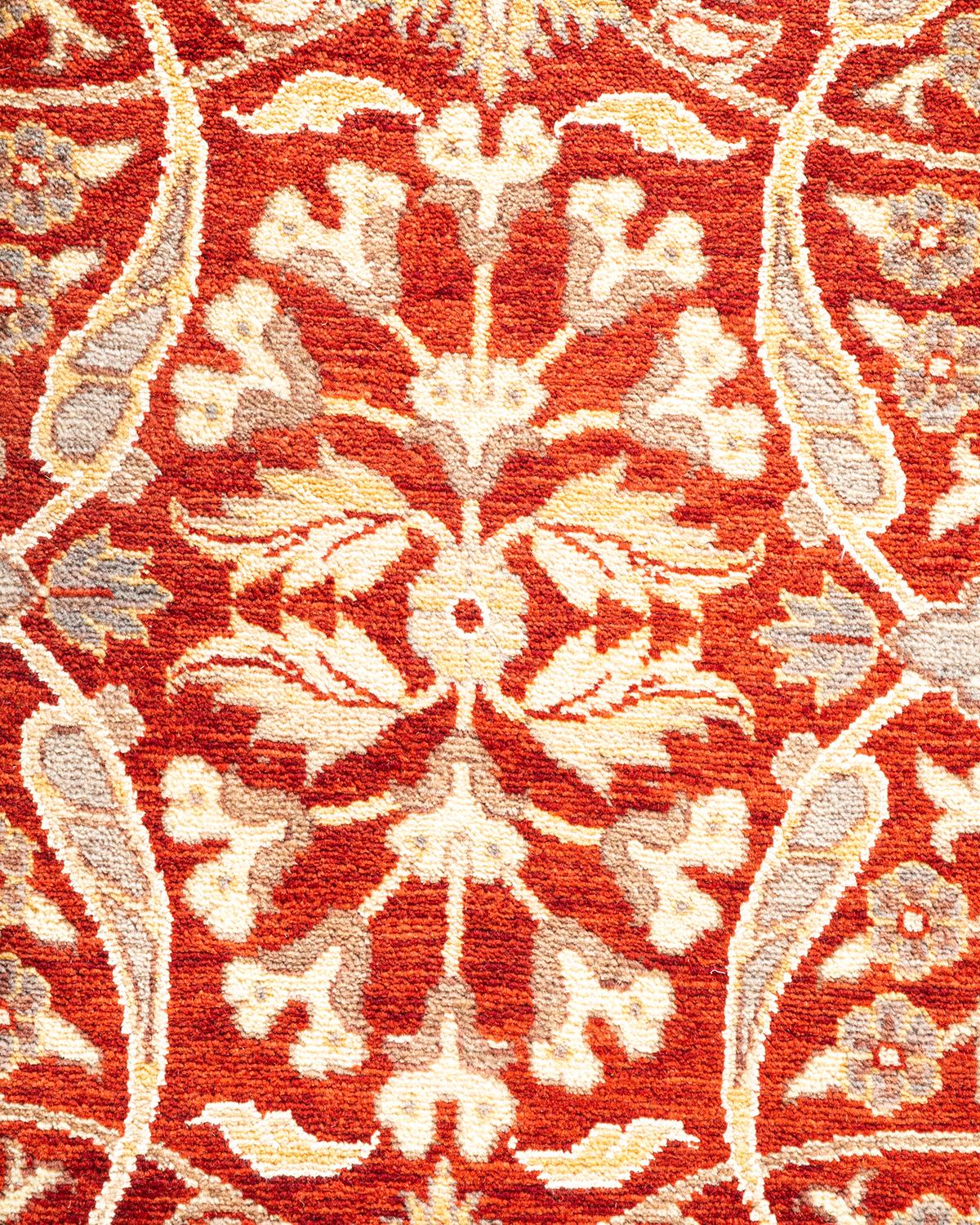 Handgeknüpfter orientalischer Mogul-Teppich in Orange, Unikat (Pakistanisch) im Angebot