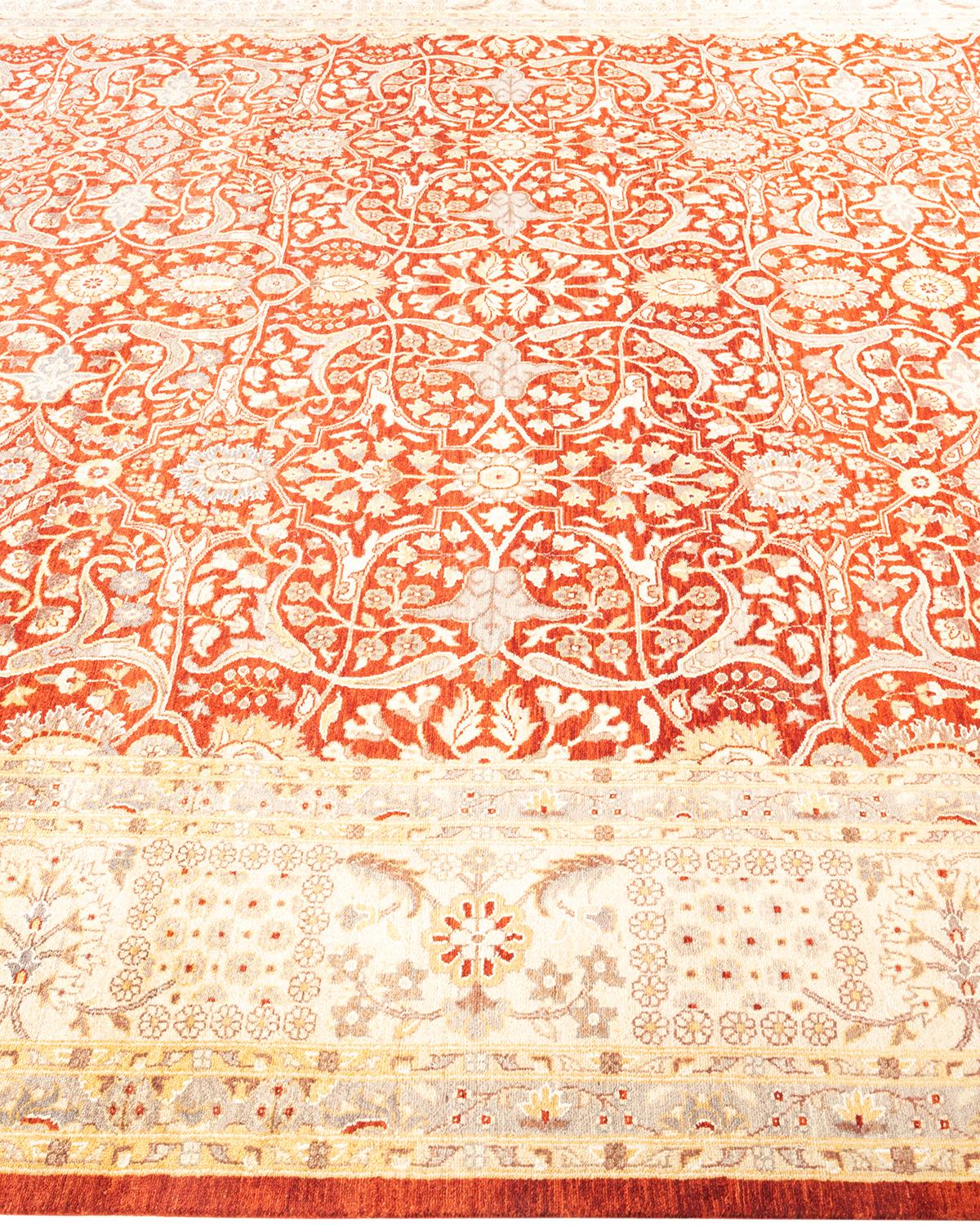 Handgeknüpfter orientalischer Mogul-Teppich in Orange, Unikat im Zustand „Neu“ im Angebot in Norwalk, CT