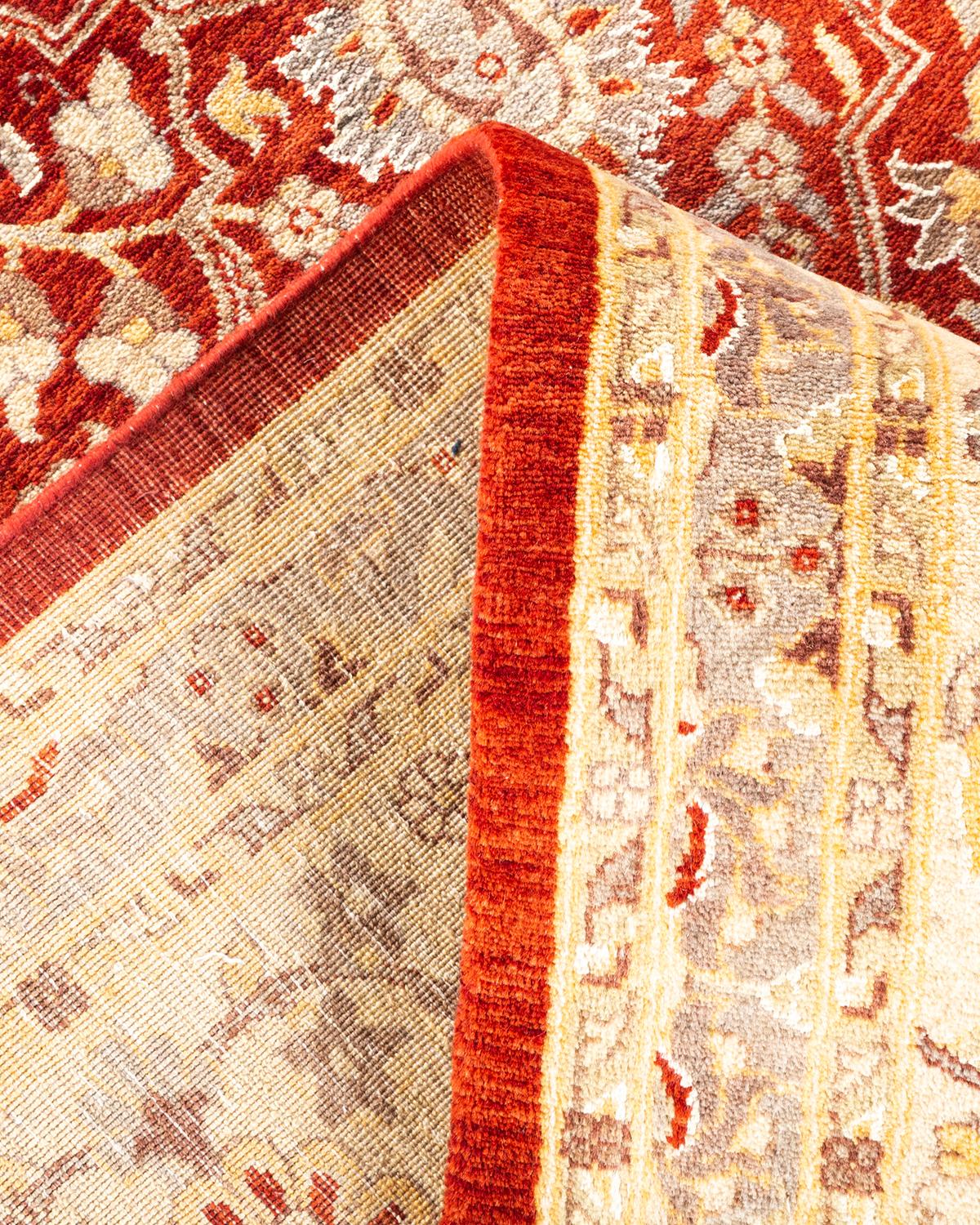Handgeknüpfter orientalischer Mogul-Teppich in Orange, Unikat (Wolle) im Angebot