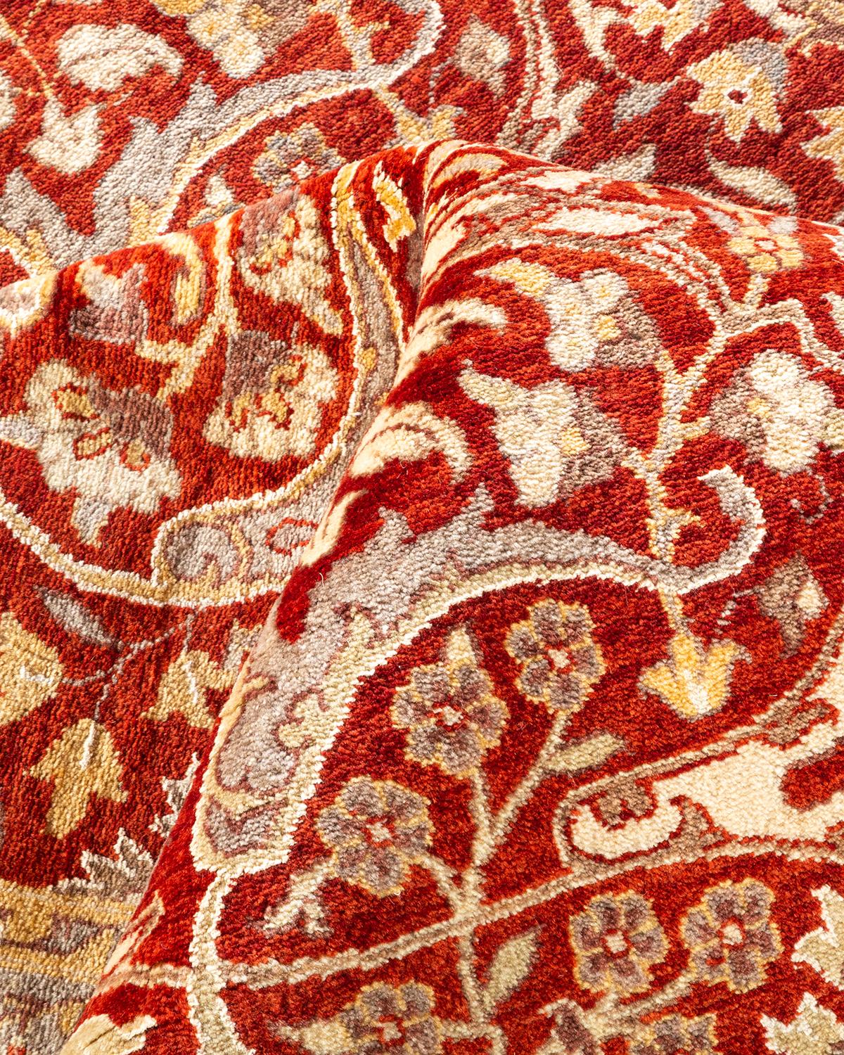 Handgeknüpfter orientalischer Mogul-Teppich in Orange, Unikat im Angebot 1