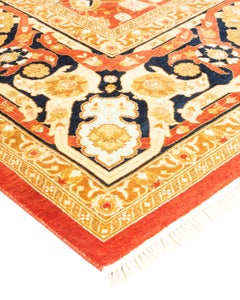 One-of-a-kind Hand Knotted Oriental Mogul Orange Area Rug