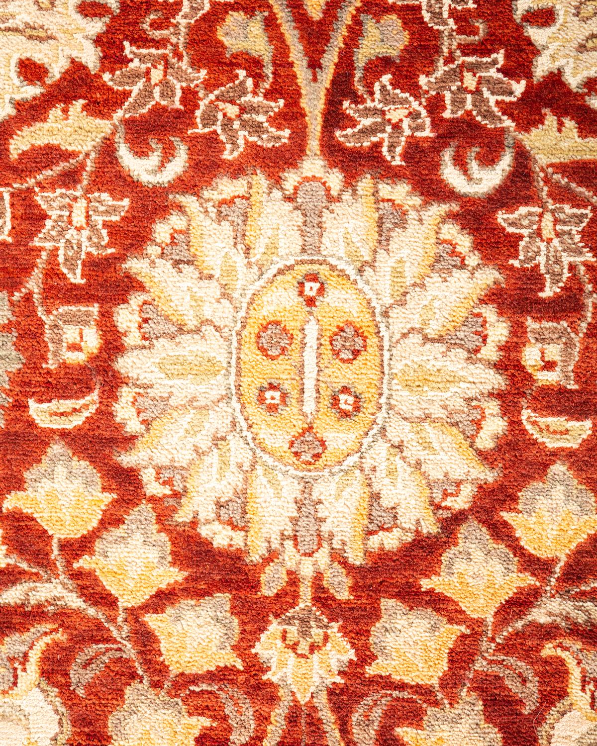 Handgeknüpfter orientalischer Mogul-Teppich in Orange, Unikat (Pakistanisch) im Angebot