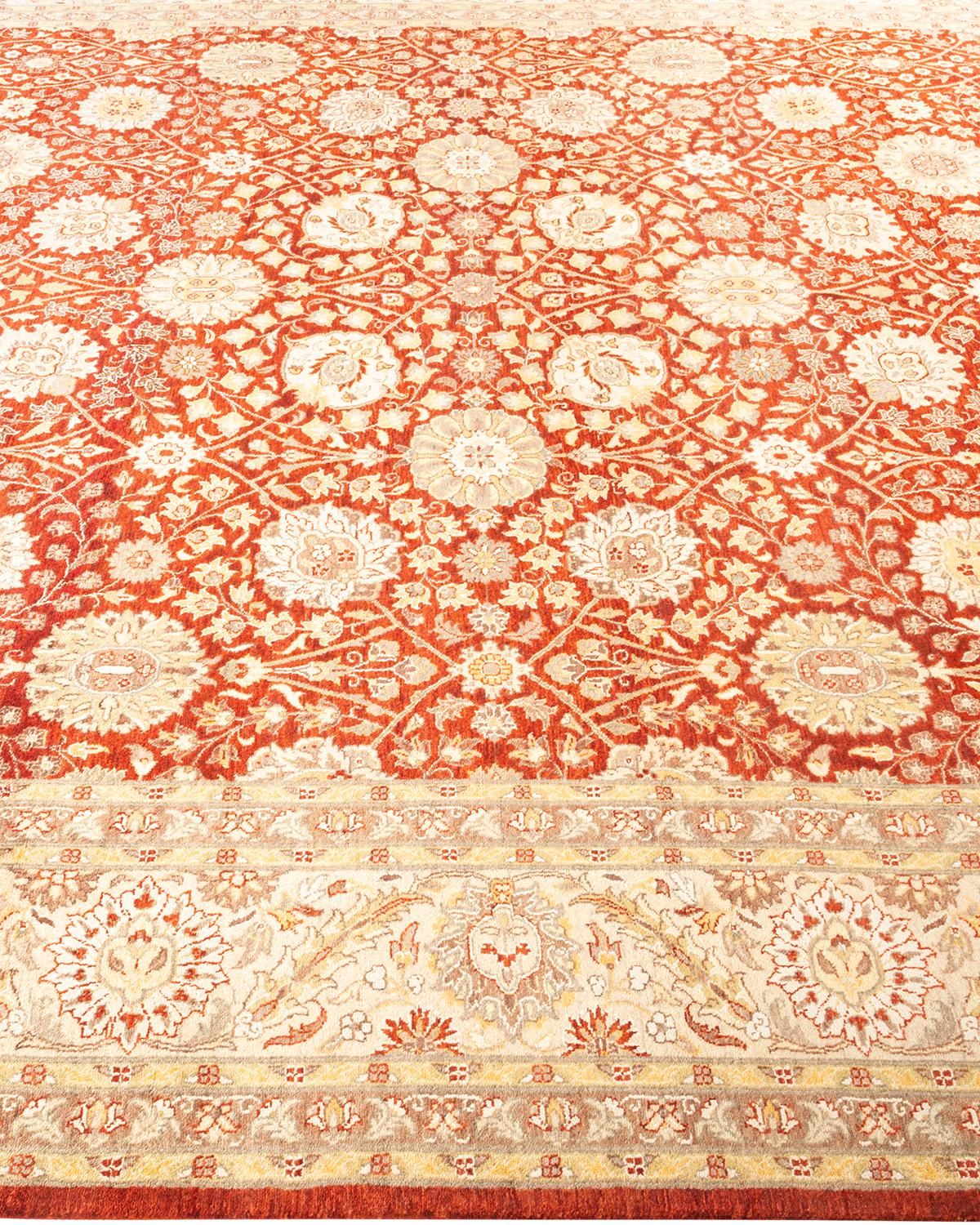 Handgeknüpfter orientalischer Mogul-Teppich in Orange, Unikat im Zustand „Neu“ im Angebot in Norwalk, CT