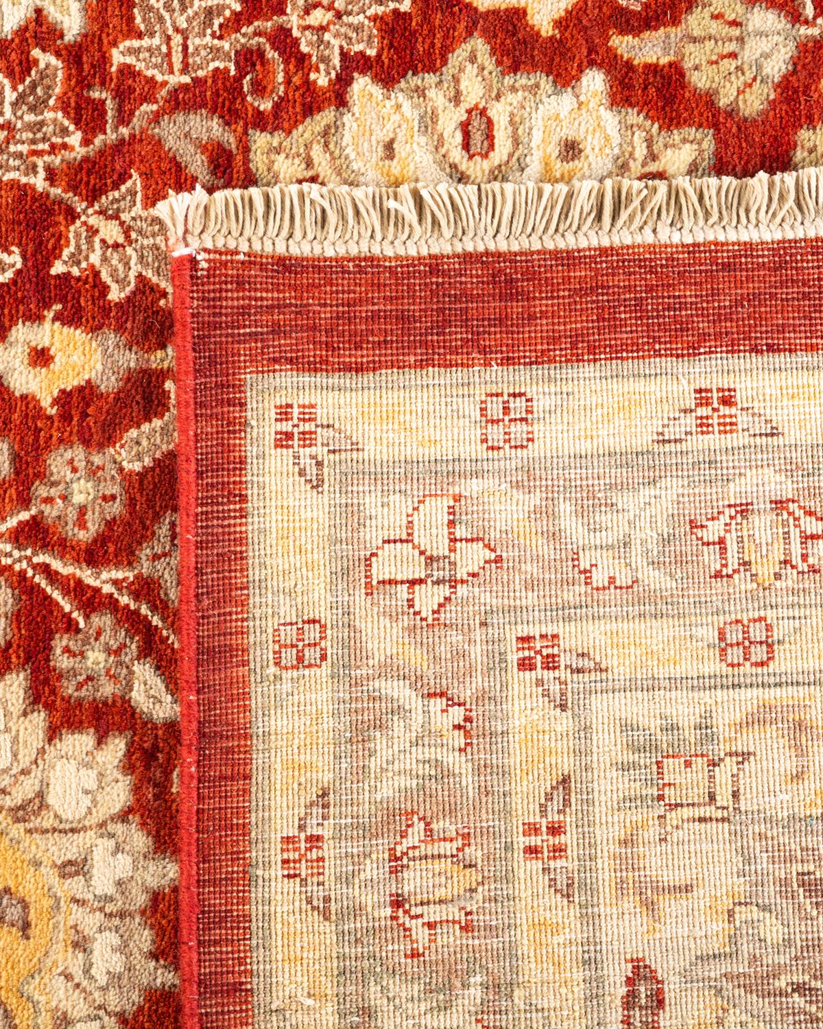 Handgeknüpfter orientalischer Mogul-Teppich in Orange, Unikat (21. Jahrhundert und zeitgenössisch) im Angebot
