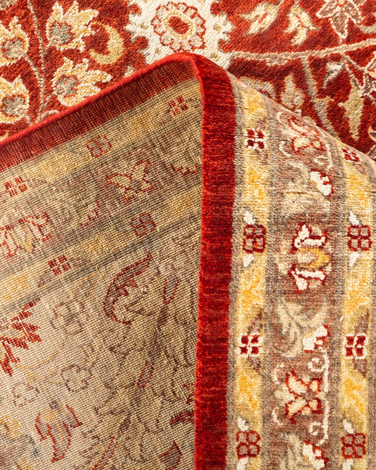 Handgeknüpfter orientalischer Mogul-Teppich in Orange, Unikat (Wolle) im Angebot