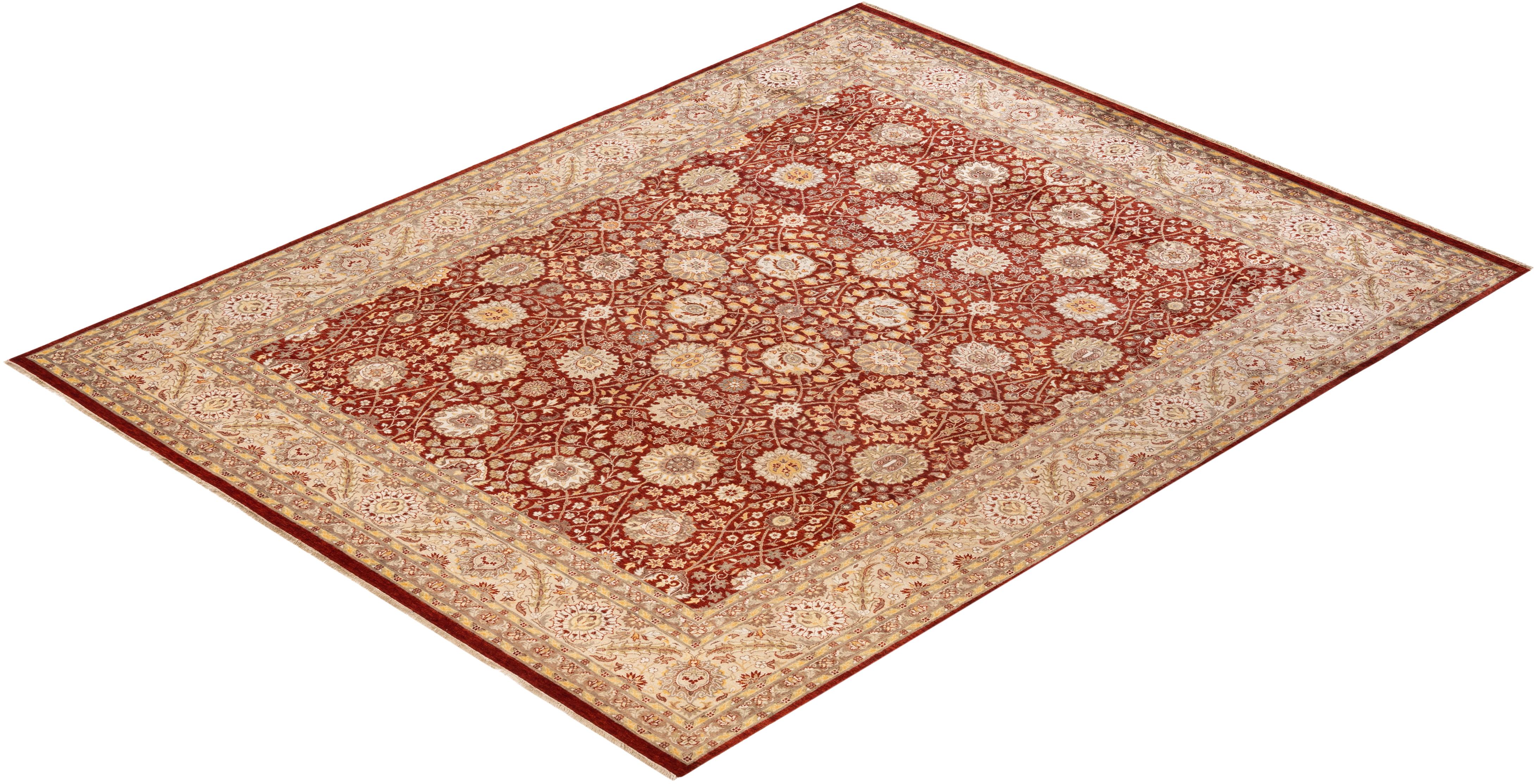 Handgeknüpfter orientalischer Mogul-Teppich in Orange, Unikat im Angebot 2