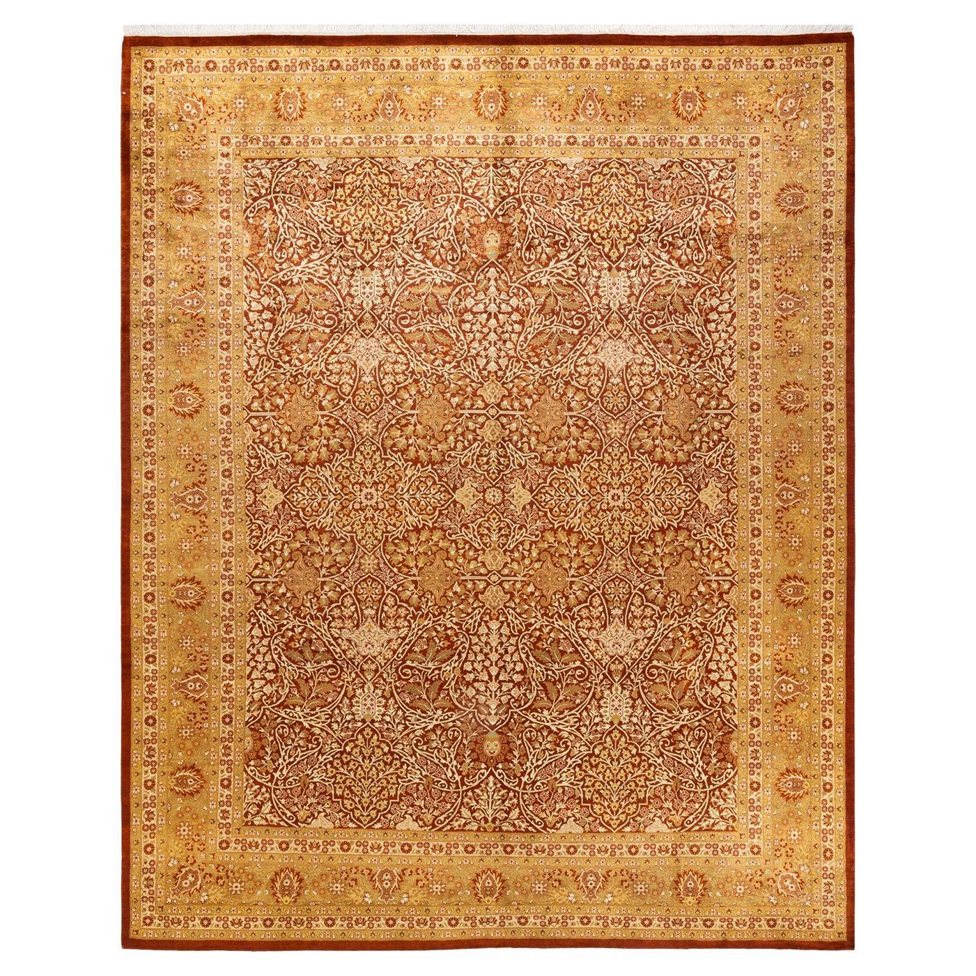 One-of-a-kind Hand Knotted Oriental Mogul Orange Area Rug For Sale