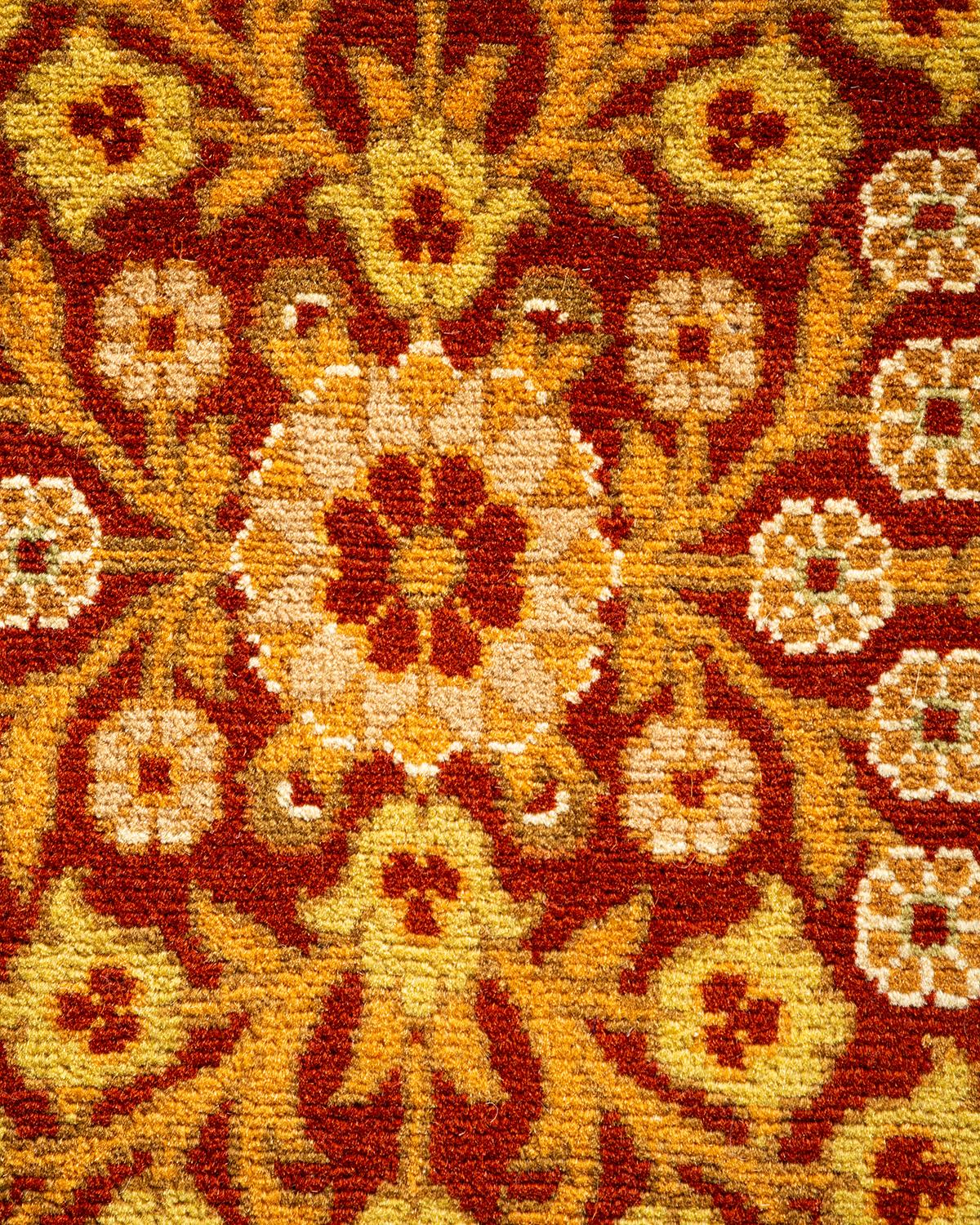 Pakistanais Tapis Oriental Mogul orange noué à la main - Exemplaire unique en vente
