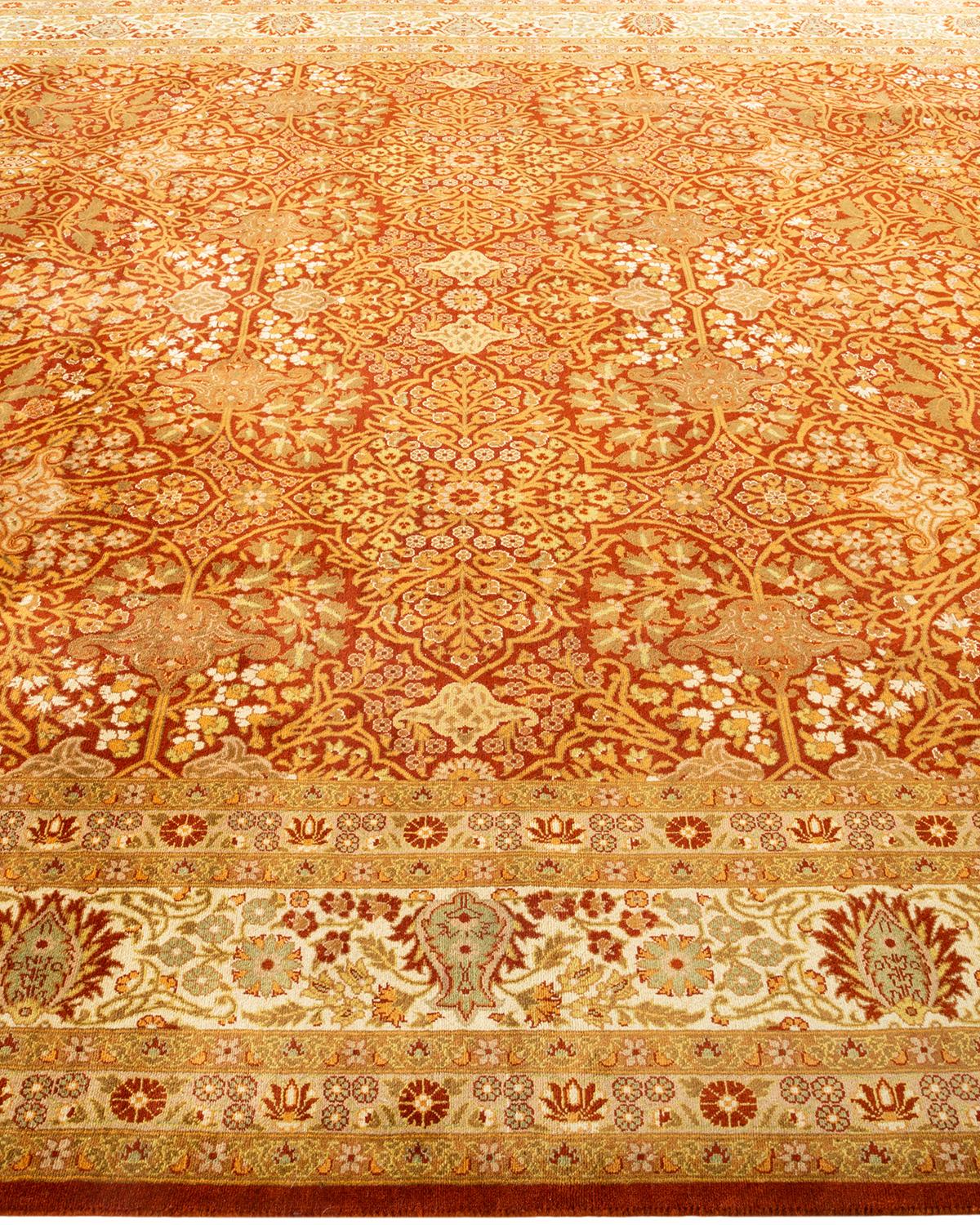 Tapis Oriental Mogul orange noué à la main - Exemplaire unique Neuf - En vente à Norwalk, CT