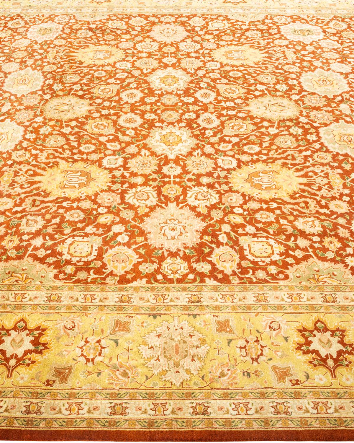 One-Of-A-Kind Hand Knotted Oriental Mogul Orange Area Rug In New Condition For Sale In Norwalk, CT