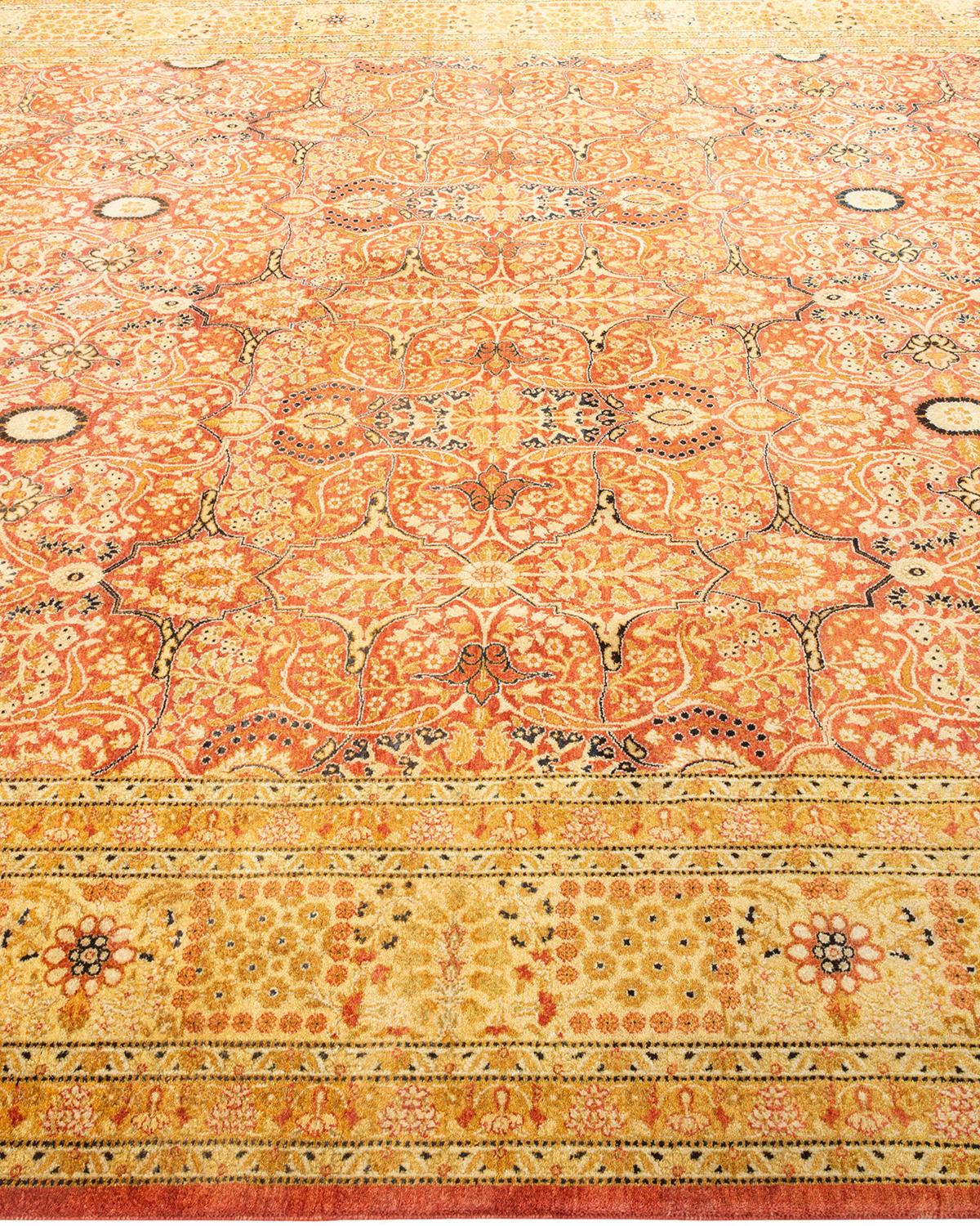 Tappeto d'area arancione Oriental Mogul, unico nel suo genere, annodato a mano In condizioni Nuovo in vendita a Norwalk, CT