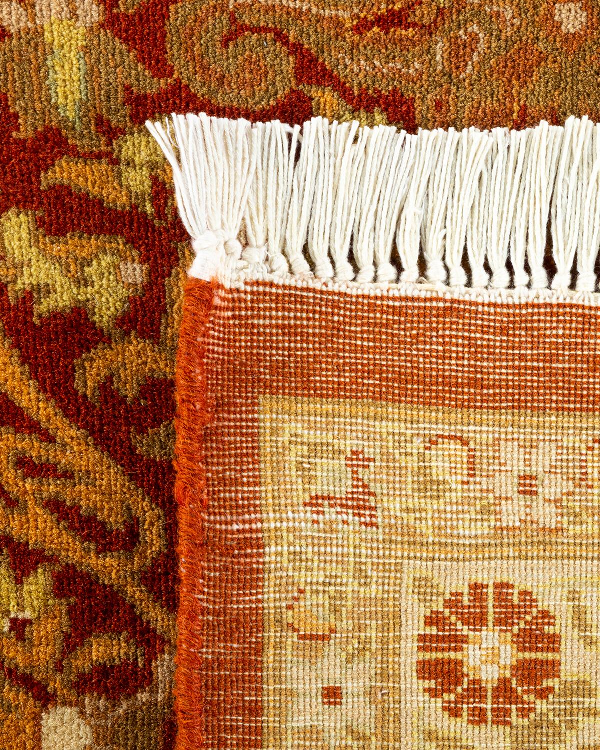XXIe siècle et contemporain Tapis Oriental Mogul orange noué à la main - Exemplaire unique en vente