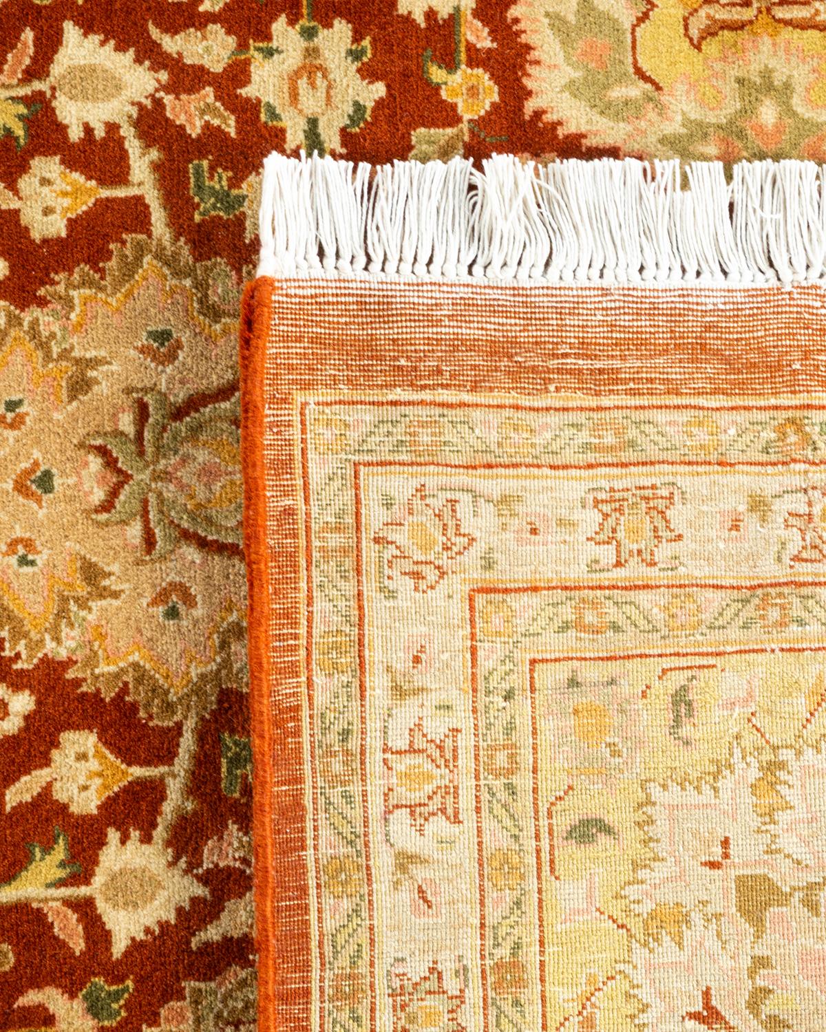 Handgeknüpfter orientalischer Mogul-Teppich in Orange, Unikat (21. Jahrhundert und zeitgenössisch) im Angebot