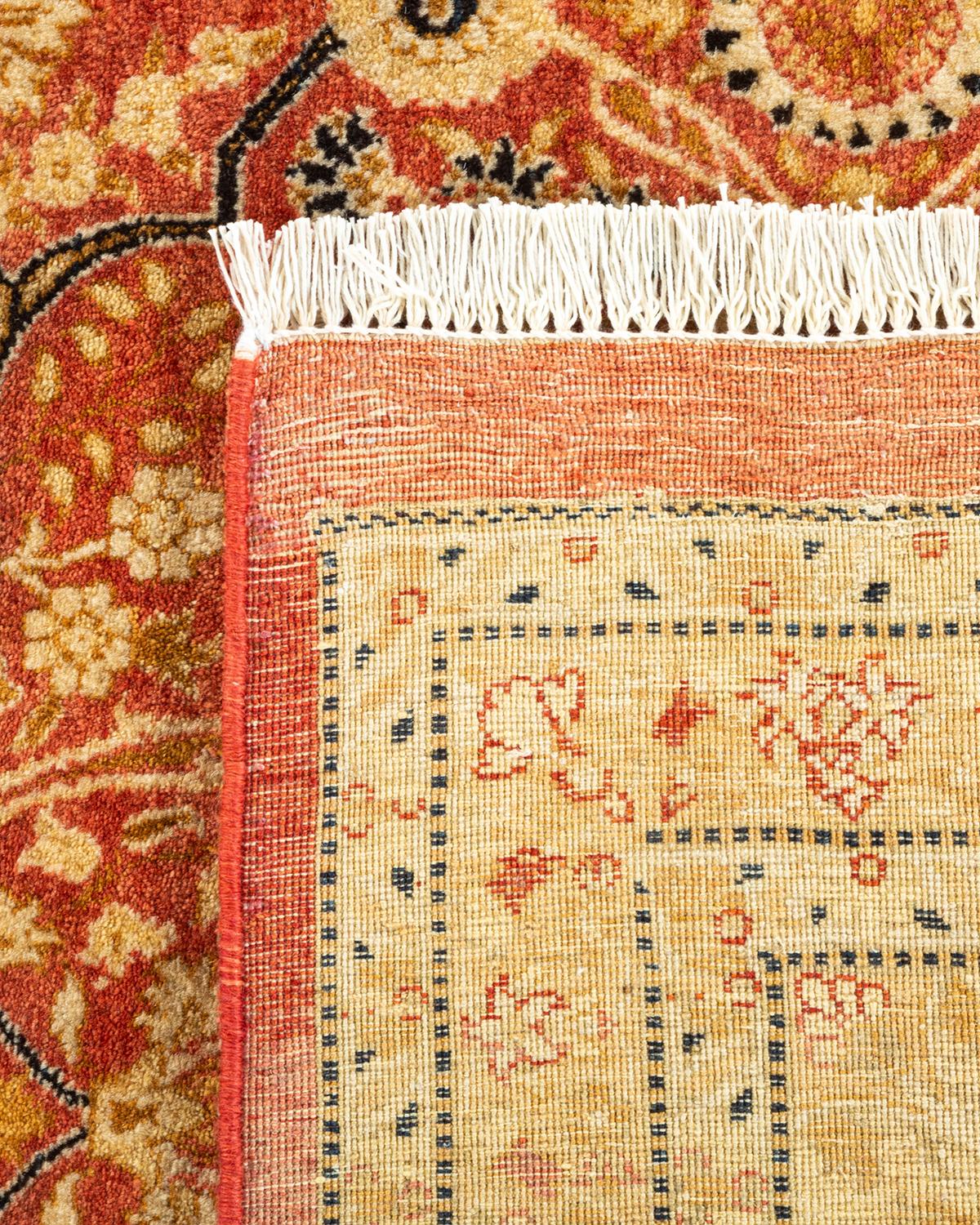 Contemporary One-of-a-Kind Hand Knotted Oriental Mogul Orange Area Rug For Sale