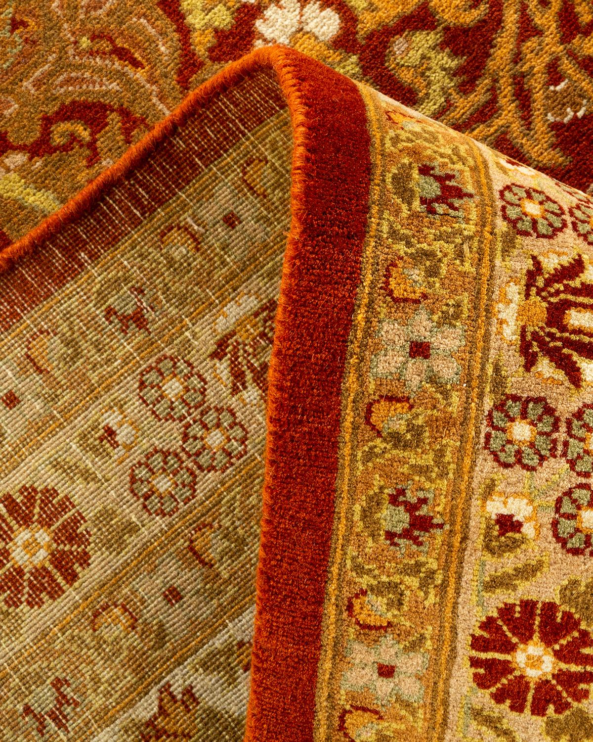 Laine Tapis Oriental Mogul orange noué à la main - Exemplaire unique en vente