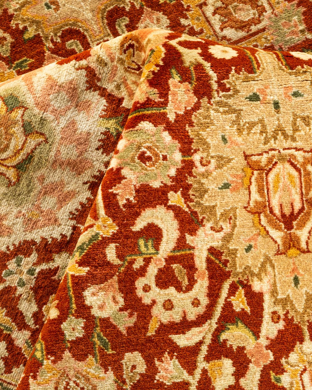 Handgeknüpfter orientalischer Mogul-Teppich in Orange, Unikat im Angebot 1