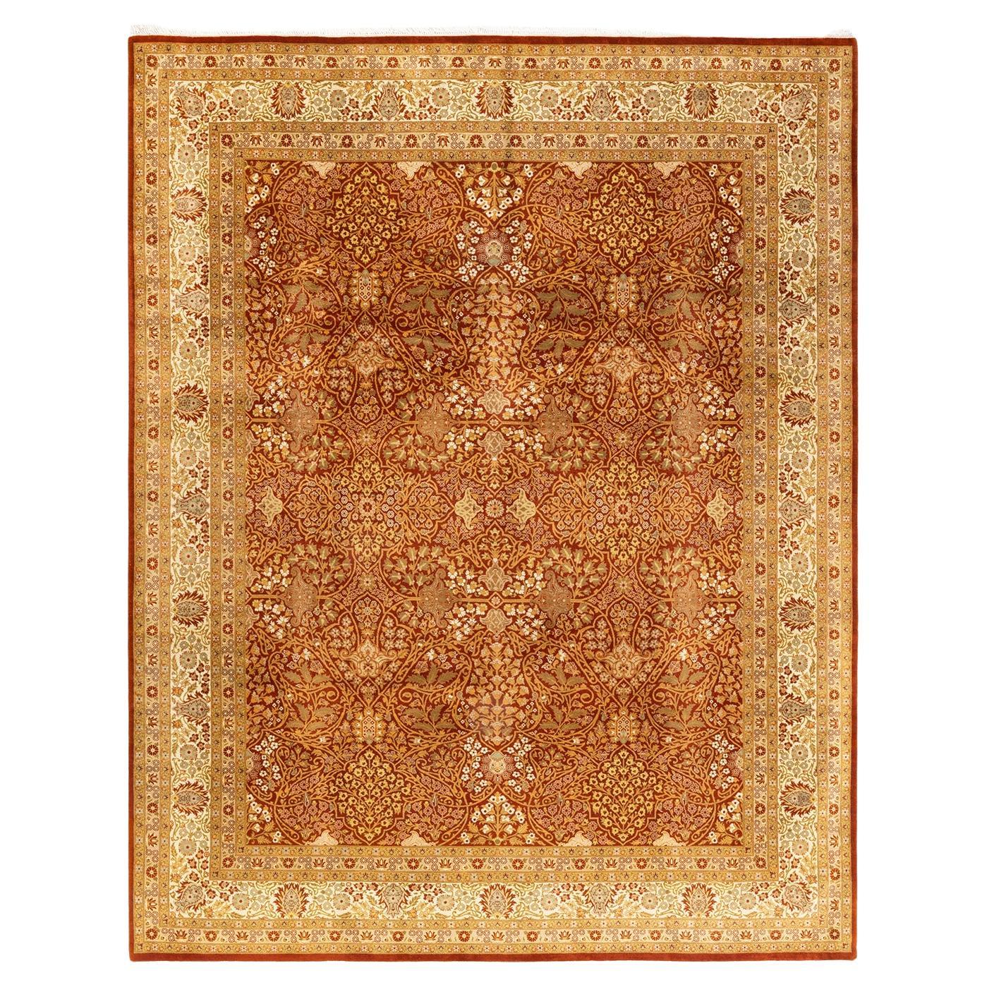 One-Of-A-Kind Hand Knotted Oriental Mogul Orange Area Rug