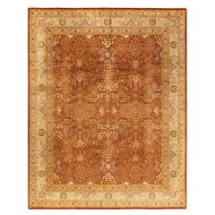 Handgeknüpfter orientalischer Mogul-Teppich in Orange, Unikat