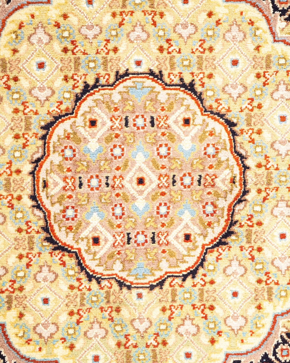 Pakistani One-of-a-kind Hand Knotted Oriental Mogul Orange Area Rug For Sale