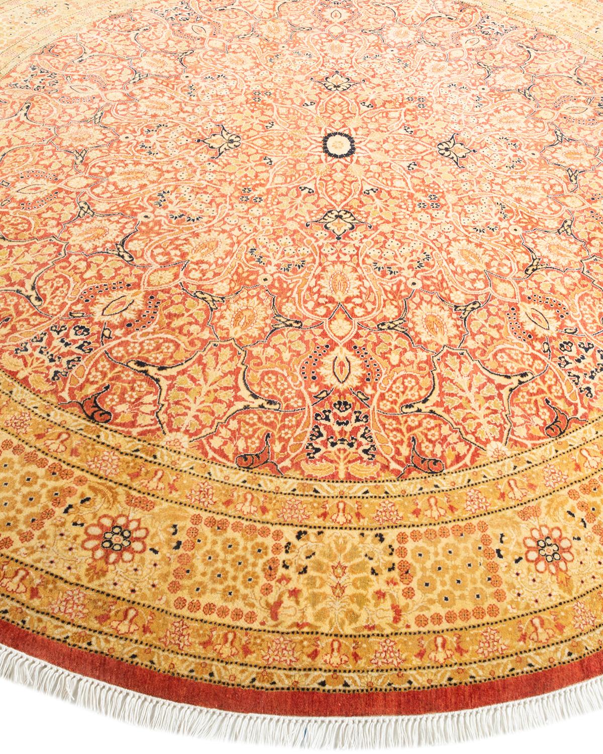 One-Of-A-Kind Hand Knotted Oriental Mogul Orange Area Rug In New Condition For Sale In Norwalk, CT