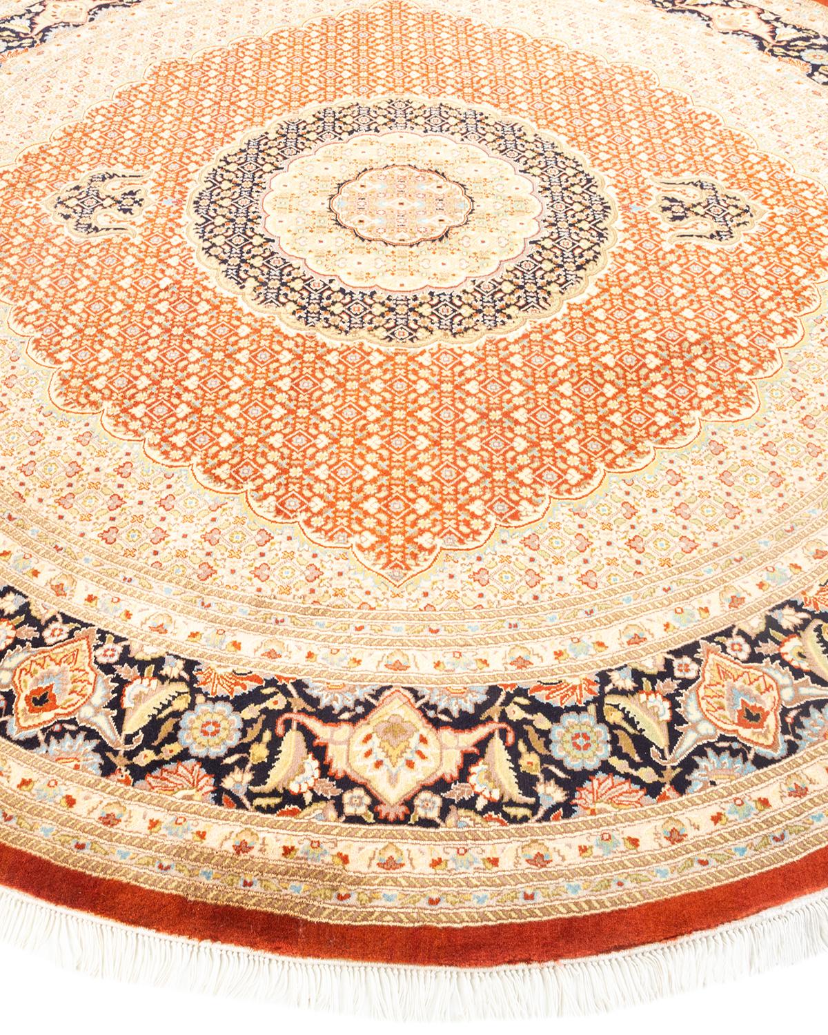 One-of-a-kind Hand Knotted Oriental Mogul Orange Area Rug In New Condition For Sale In Norwalk, CT