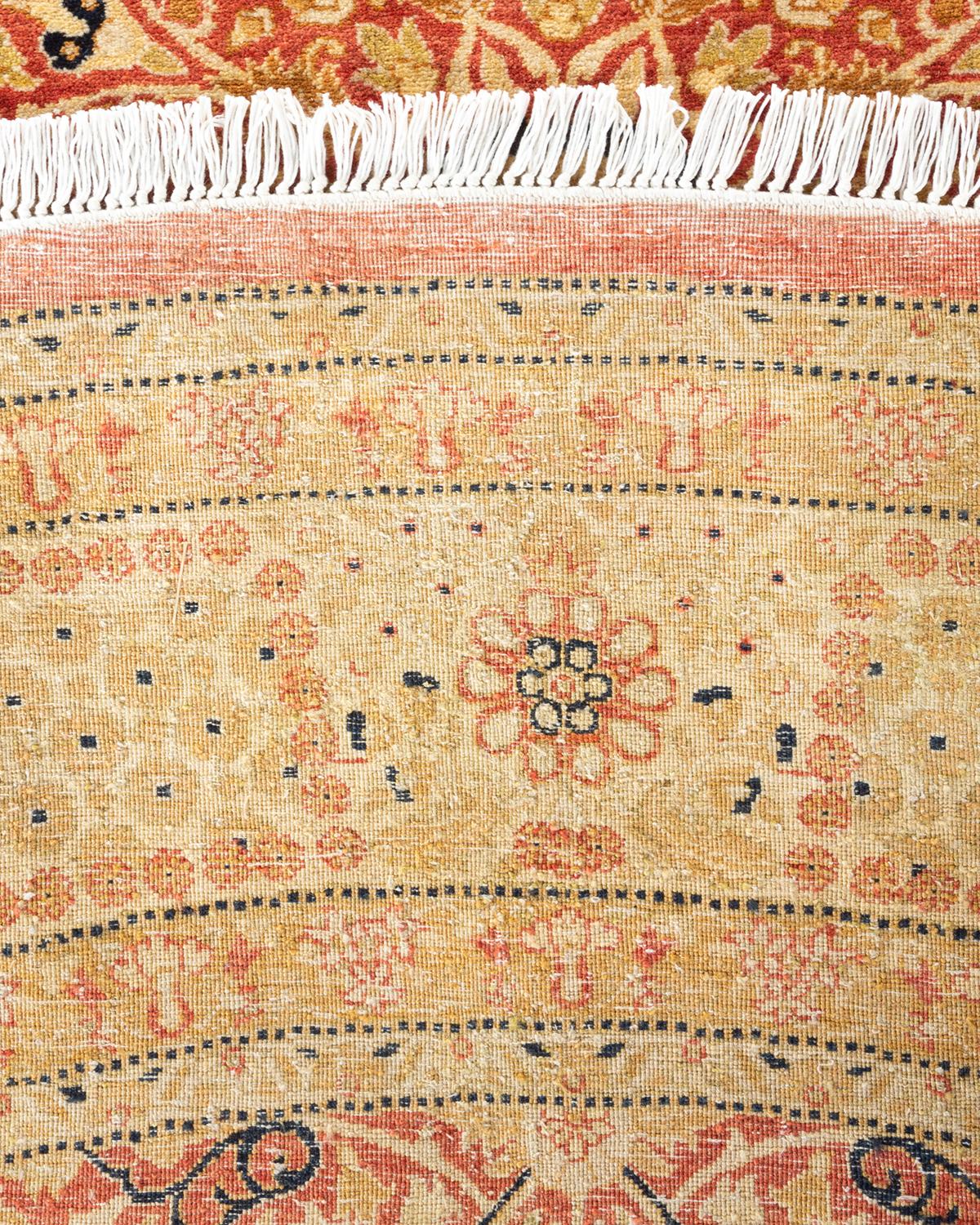 Handgeknüpfter orientalischer Mogul-Teppich in Orange, Unikat (21. Jahrhundert und zeitgenössisch) im Angebot