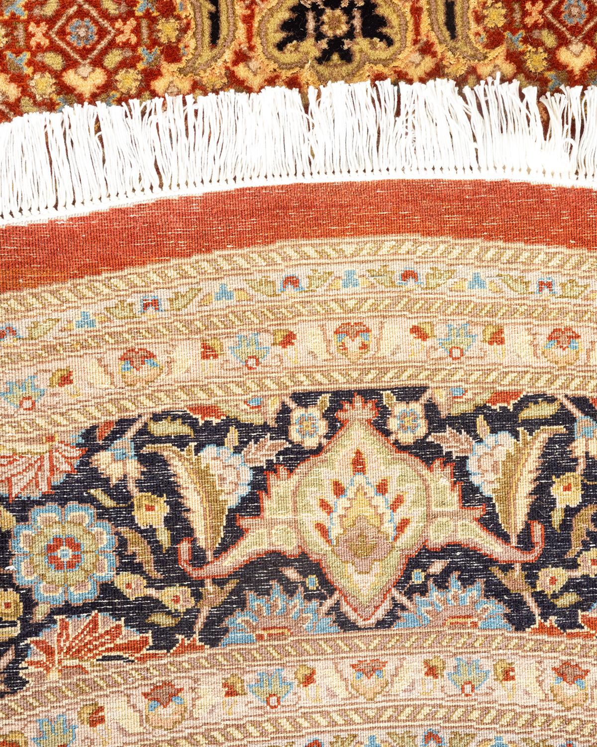 Contemporary One-of-a-kind Hand Knotted Oriental Mogul Orange Area Rug For Sale