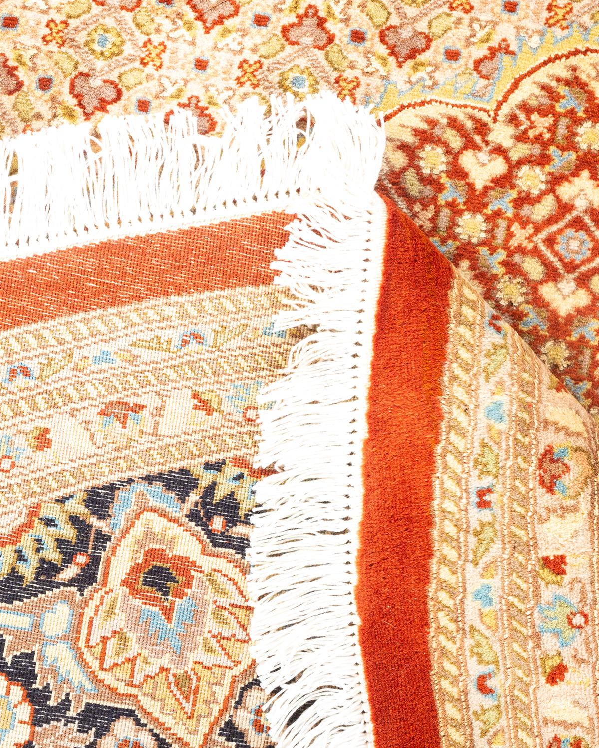Wool One-of-a-kind Hand Knotted Oriental Mogul Orange Area Rug For Sale