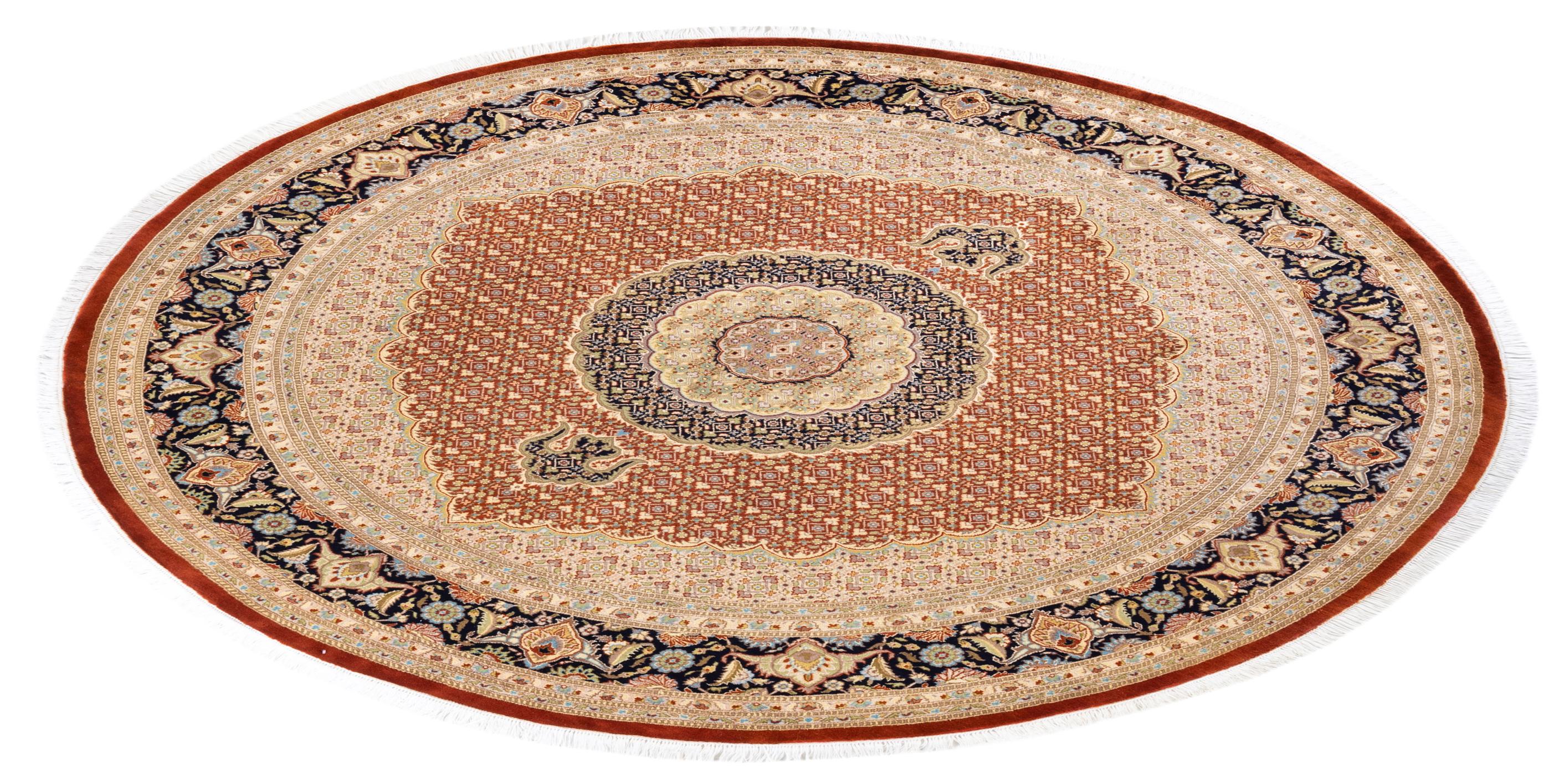 One-of-a-kind Hand Knotted Oriental Mogul Orange Area Rug For Sale 2